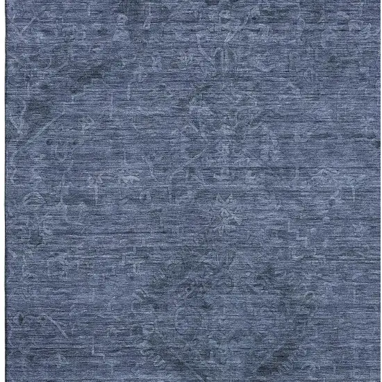 Navy Blue And Gray Medallion Washable Area Rug With UV Protection Photo 2