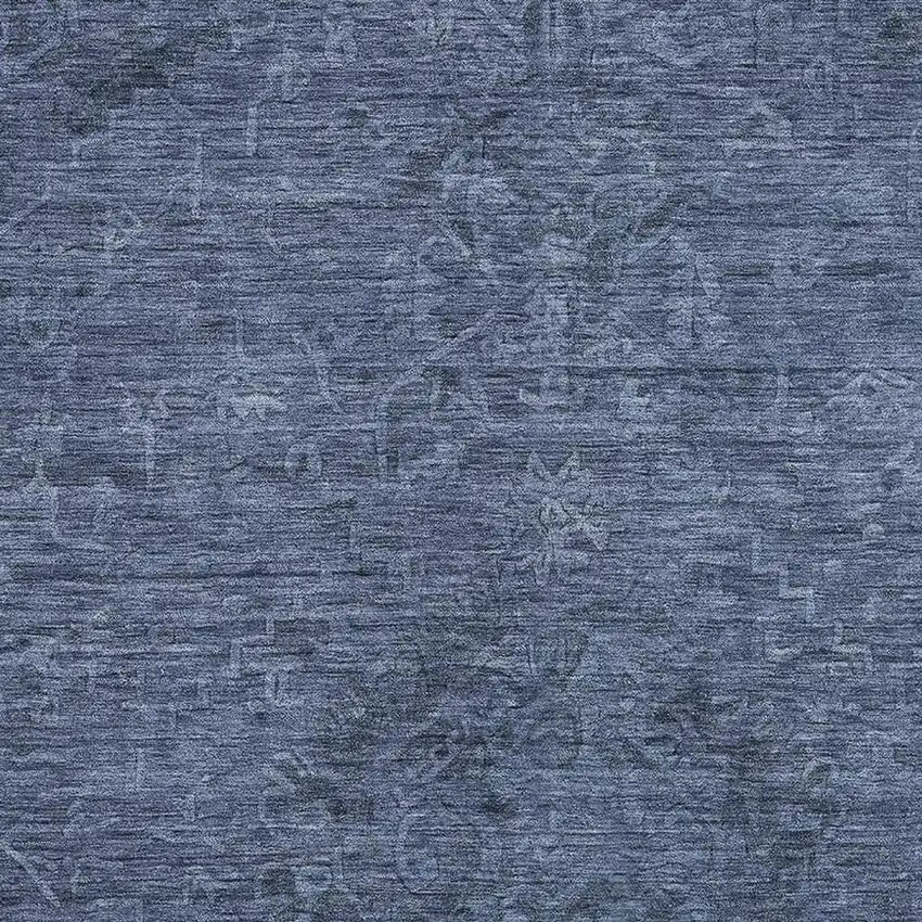 Navy Blue And Gray Medallion Washable Area Rug With UV Protection Photo 2