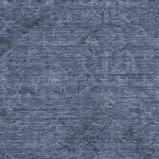 Navy Blue And Gray Medallion Washable Area Rug With UV Protection Photo 2