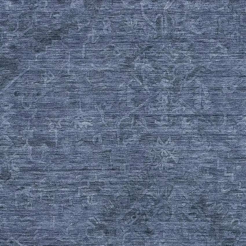 Navy Blue And Gray Medallion Washable Area Rug With UV Protection Photo 2