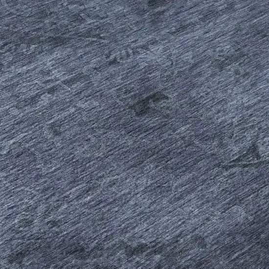 Navy Blue And Gray Medallion Washable Area Rug With UV Protection Photo 9