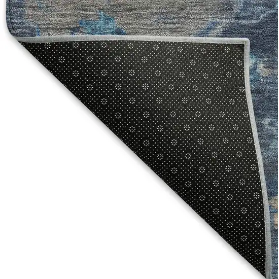 Navy Blue And Gray Medallion Washable Indoor Outdoor Area Rug Photo 5