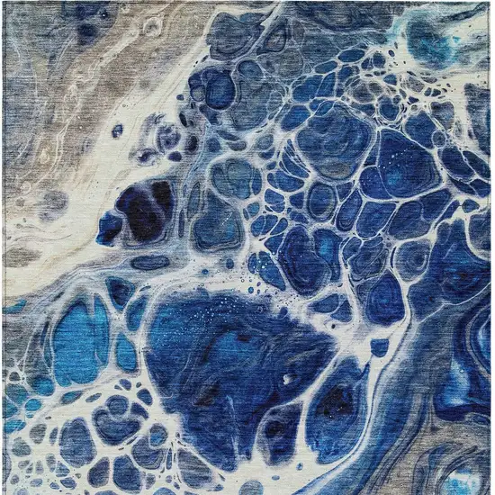 Navy Blue And Gray Nautical Washable Indoor Outdoor Area Rug Photo 6
