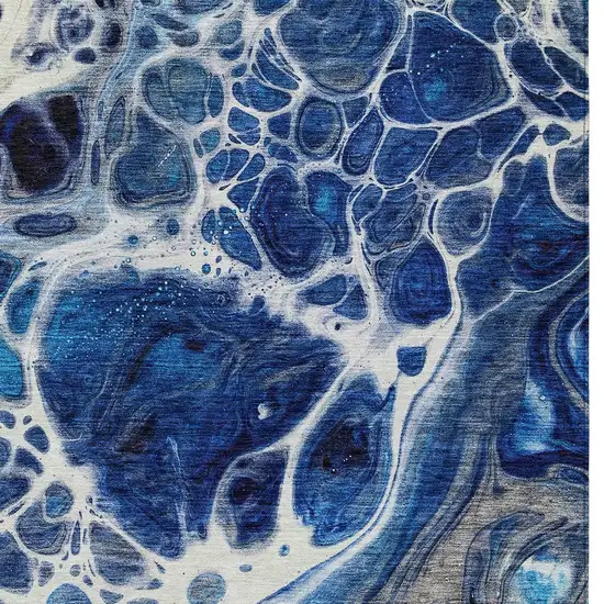 Navy Blue And Gray Nautical Washable Indoor Outdoor Area Rug Photo 6