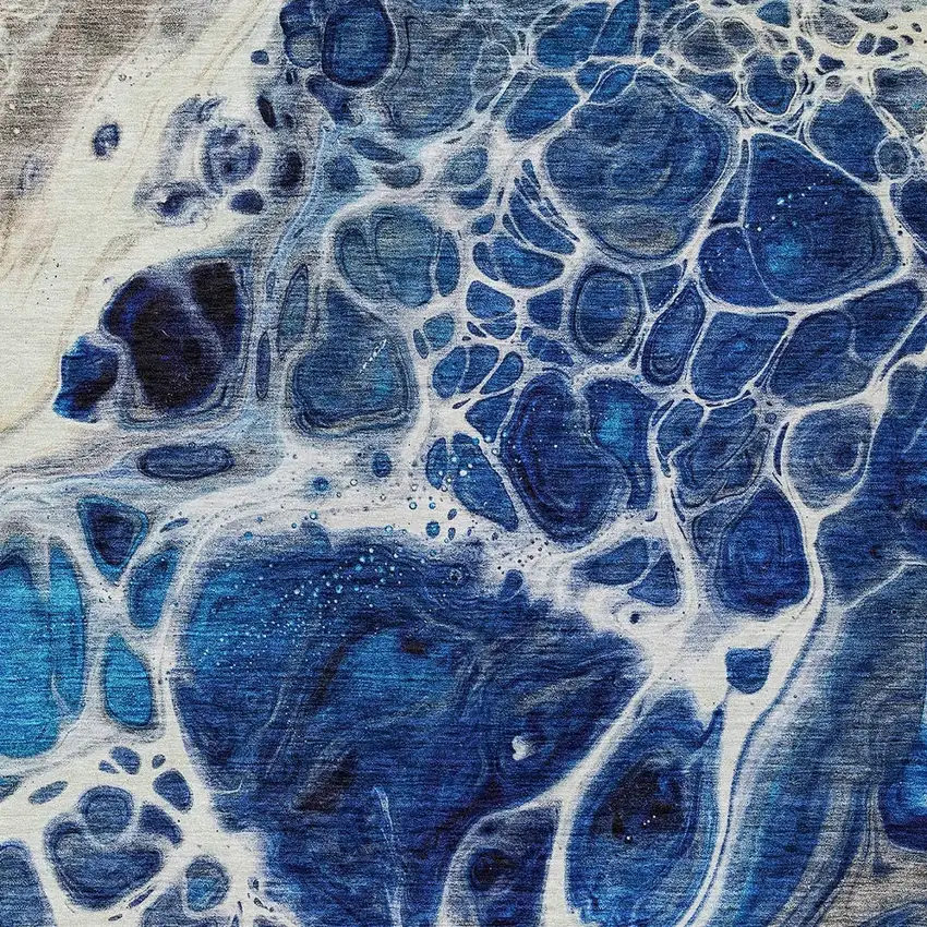 Navy Blue And Gray Nautical Washable Indoor Outdoor Area Rug Photo 6