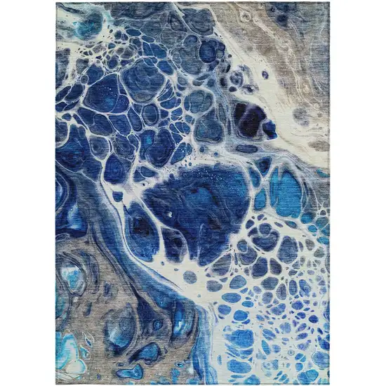 Navy Blue And Gray Nautical Washable Indoor Outdoor Area Rug Photo 6