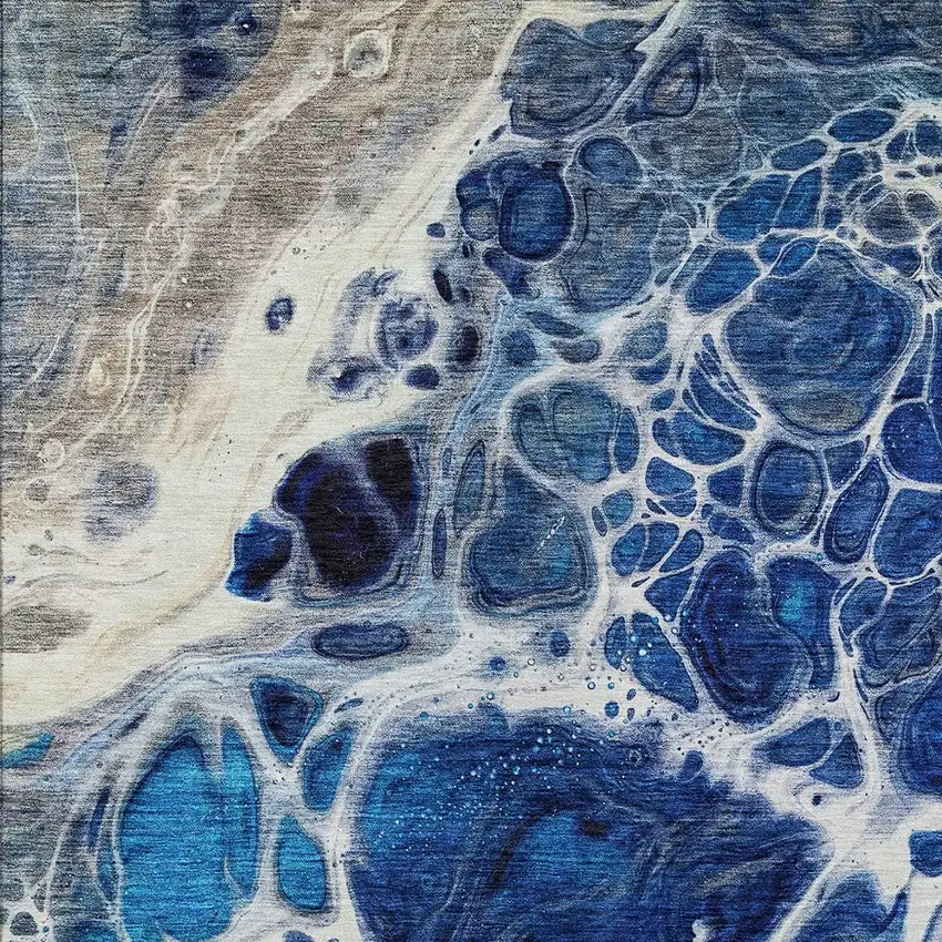 Navy Blue And Gray Nautical Washable Indoor Outdoor Area Rug Photo 6
