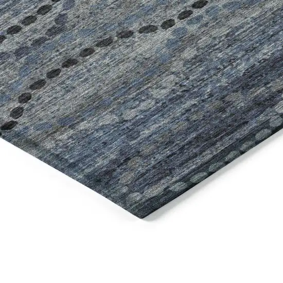 Navy Blue And Gray Ogee Washable Indoor Outdoor Area Rug Photo 9