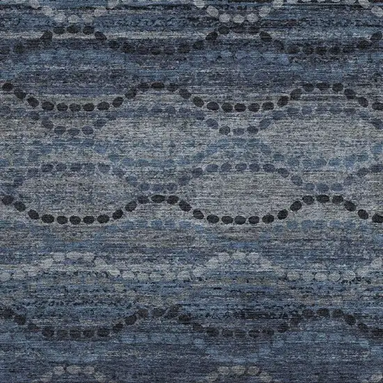 Navy Blue And Gray Ogee Washable Indoor Outdoor Area Rug Photo 3