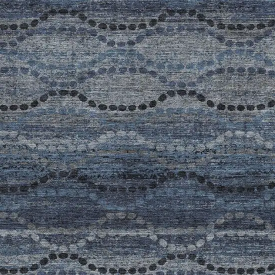 Navy Blue And Gray Ogee Washable Indoor Outdoor Area Rug Photo 3