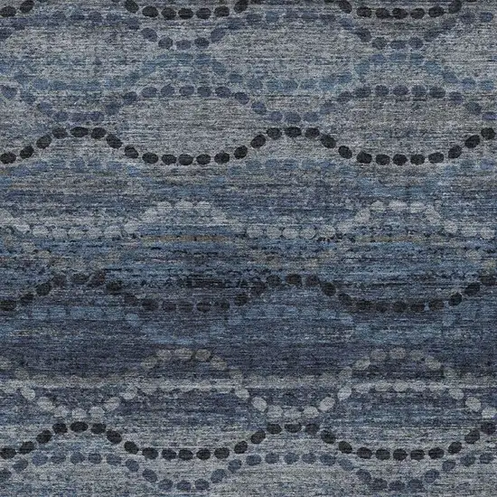 Navy Blue And Gray Ogee Washable Indoor Outdoor Area Rug Photo 3