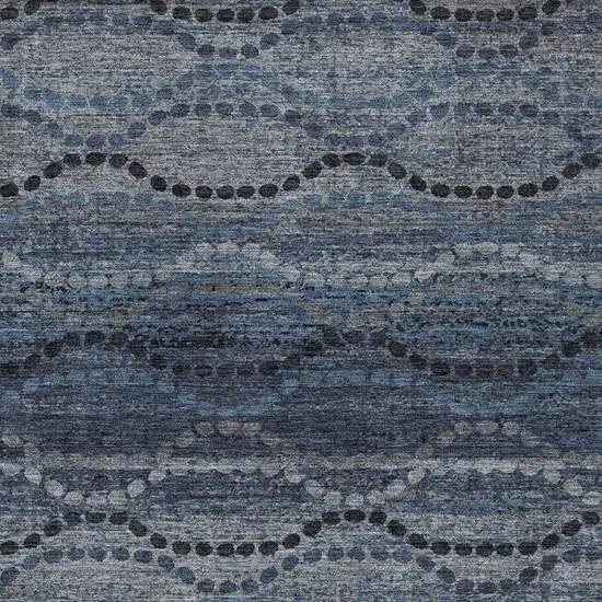 Navy Blue And Gray Ogee Washable Indoor Outdoor Area Rug Photo 6