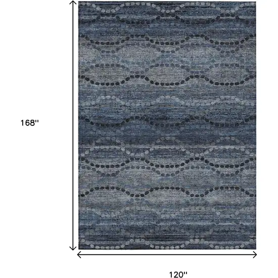 Navy Blue And Gray Ogee Washable Indoor Outdoor Area Rug Photo 9