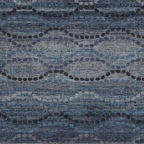 Navy Blue And Gray Ogee Washable Indoor Outdoor Area Rug Photo 3