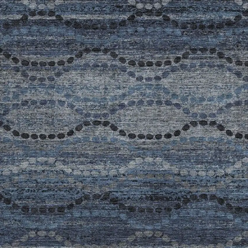 Navy Blue And Gray Ogee Washable Indoor Outdoor Area Rug Photo 3