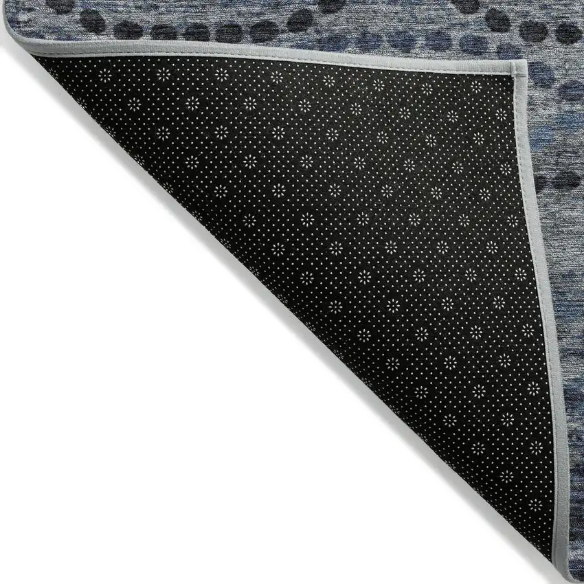 Navy Blue And Gray Ogee Washable Indoor Outdoor Area Rug Photo 7
