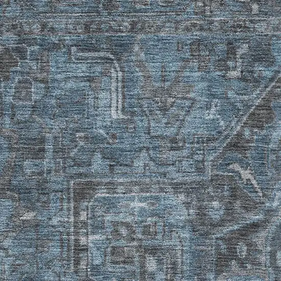 Navy Blue And Gray Oriental Washable Area Rug With UV Protection Photo 3
