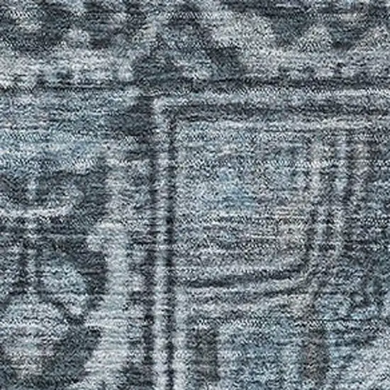Navy Blue And Gray Oriental Washable Area Rug With UV Protection Photo 2