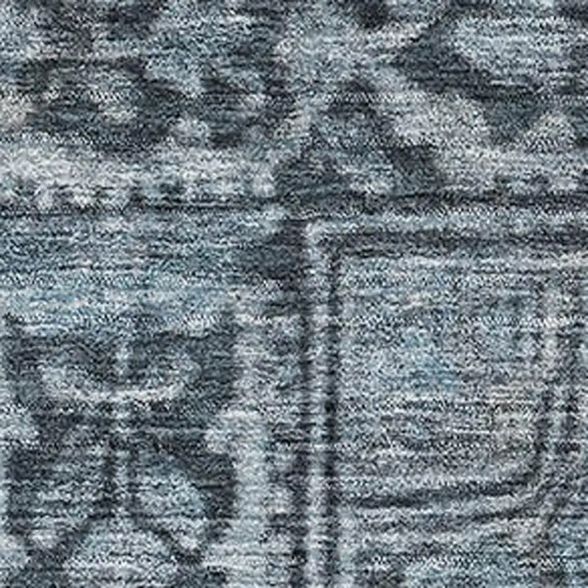 Navy Blue And Gray Oriental Washable Area Rug With UV Protection Photo 2