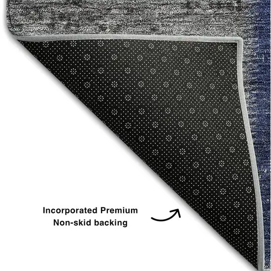 Navy Blue And Gray Patchwork Washable Area Rug With UV Protection Photo 6