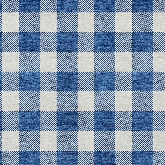 Navy Blue And Gray Plaid Washable Indoor Outdoor Area Rug Photo 6