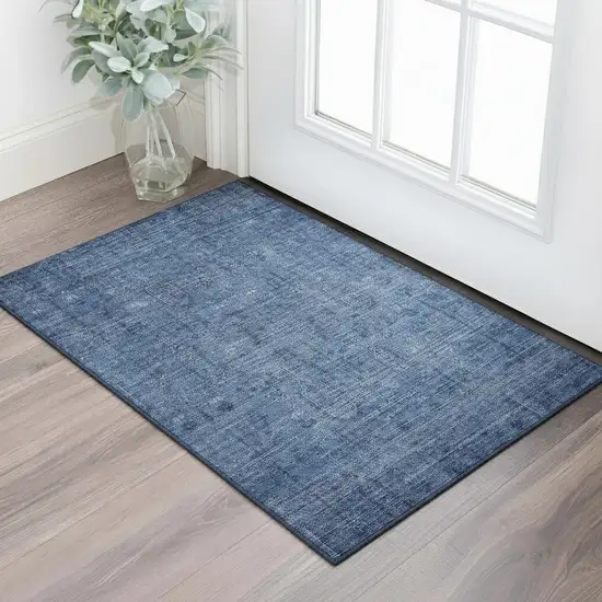Navy Blue And Gray Southwestern Washable Area Rug With UV Protection Photo 1