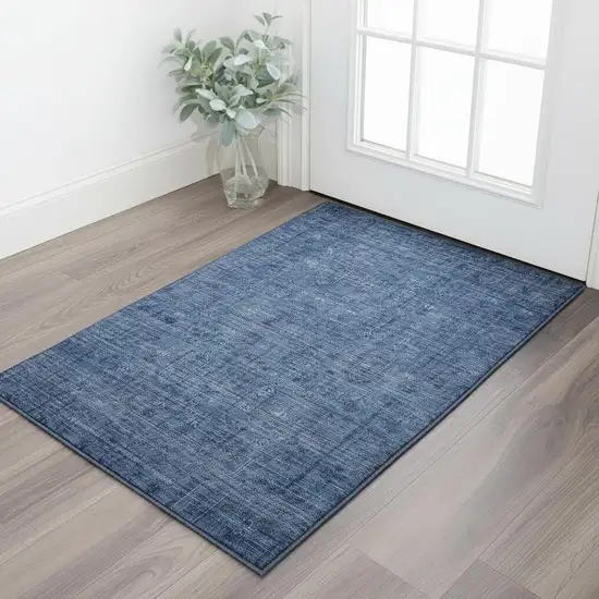 Navy Blue And Gray Southwestern Washable Area Rug With UV Protection Photo 2