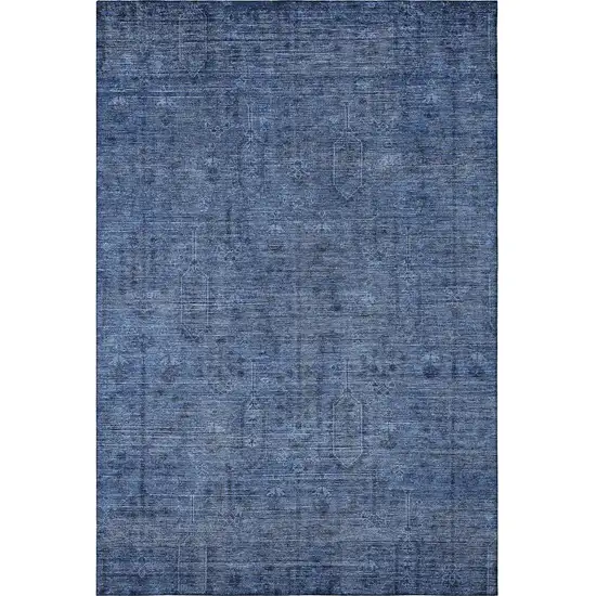 Navy Blue And Gray Southwestern Washable Area Rug With UV Protection Photo 4