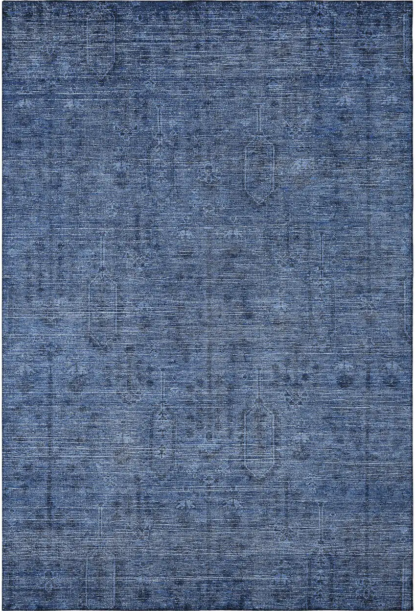 Navy Blue And Gray Southwestern Washable Area Rug With UV Protection Photo 4
