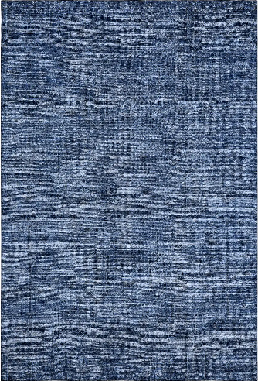 Navy Blue And Gray Southwestern Washable Area Rug With UV Protection Photo 1
