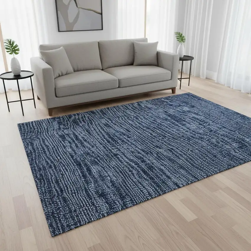 Navy Blue And Gray Southwestern Washable Area Rug With UV Protection Photo 2