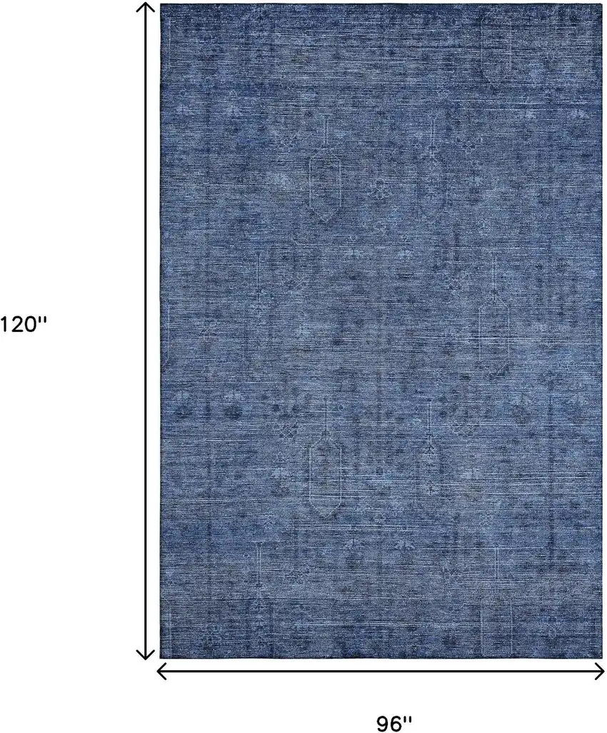 Navy Blue And Gray Southwestern Washable Area Rug With UV Protection Photo 3