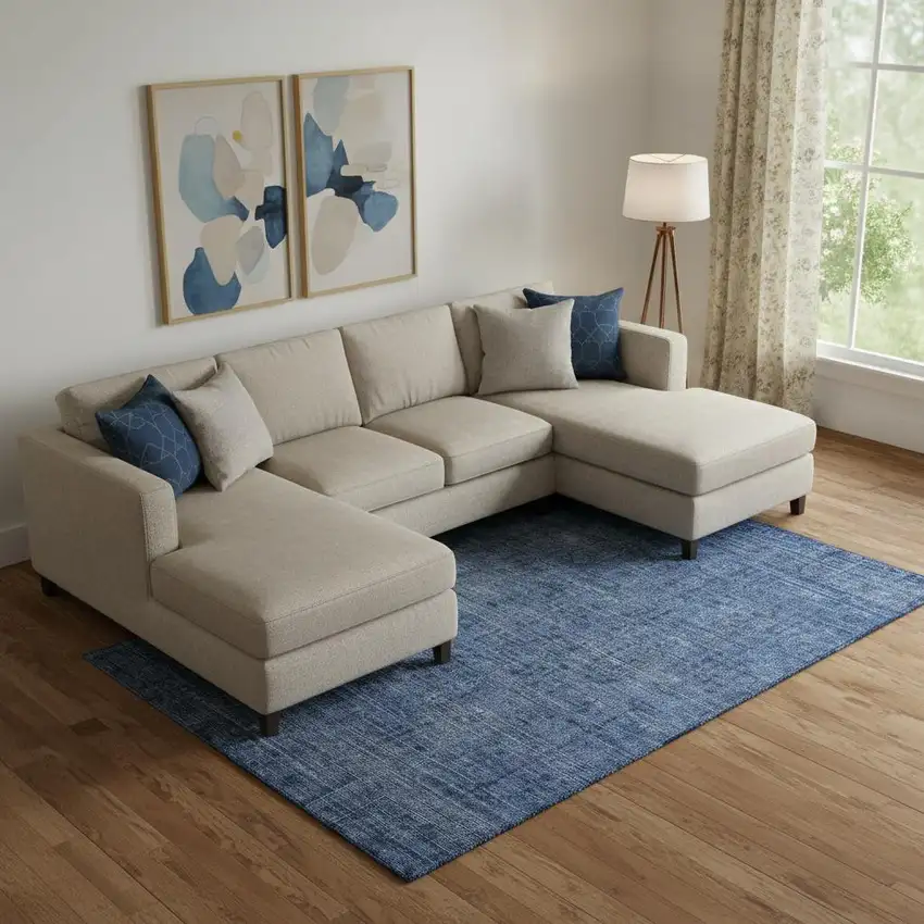 Navy Blue And Gray Southwestern Washable Area Rug With UV Protection Photo 1