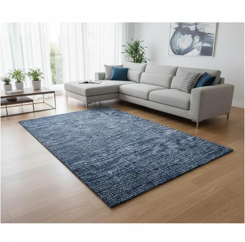 Navy Blue And Gray Southwestern Washable Area Rug With UV Protection Photo 2