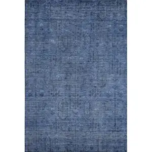 Photo of Navy Blue And Gray Southwestern Washable Area Rug With UV Protection