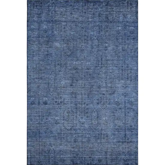 Navy Blue And Gray Southwestern Washable Area Rug With UV Protection Photo 1