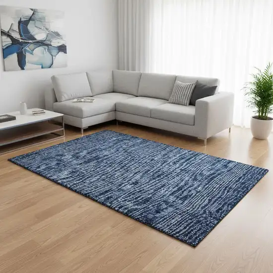 Navy Blue And Gray Southwestern Washable Area Rug With UV Protection Photo 2