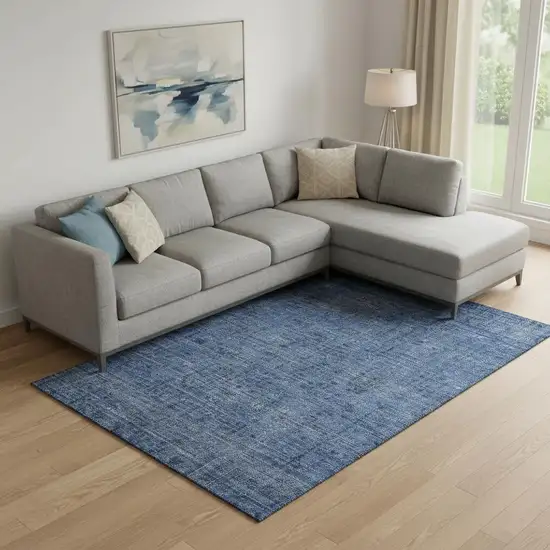 Navy Blue And Gray Southwestern Washable Area Rug With UV Protection Photo 1