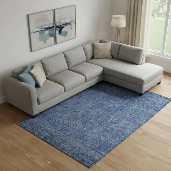 Navy Blue And Gray Southwestern Washable Area Rug With UV Protection Photo 1