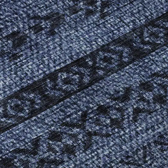 Navy Blue And Gray Southwestern Washable Area Rug With UV Protection Photo 9