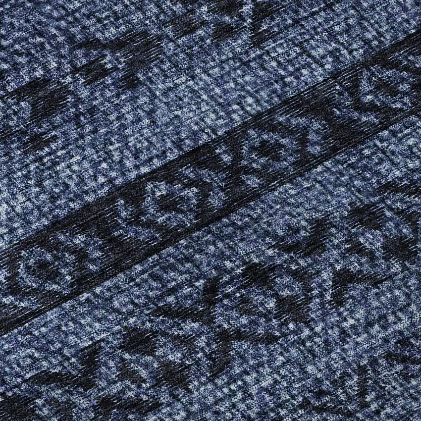 Navy Blue And Gray Southwestern Washable Area Rug With UV Protection Photo 9