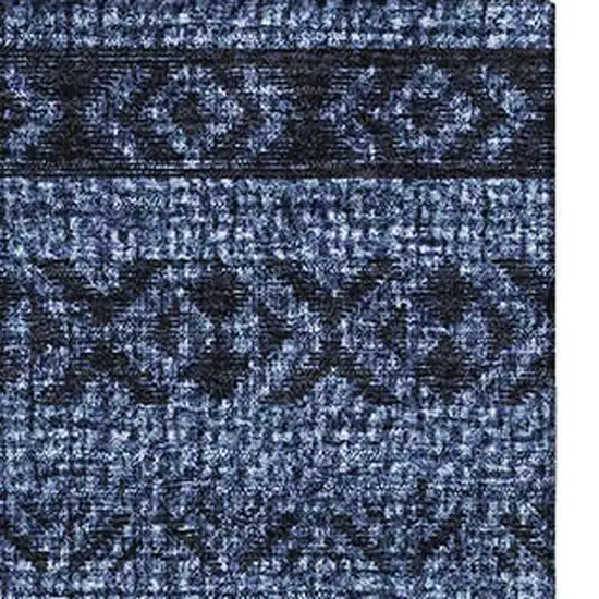 Navy Blue And Gray Southwestern Washable Area Rug With UV Protection Photo 3