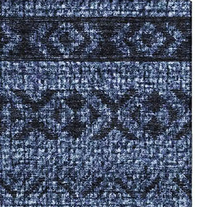 Navy Blue And Gray Southwestern Washable Area Rug With UV Protection Photo 4