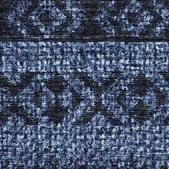 Navy Blue And Gray Southwestern Washable Area Rug With UV Protection Photo 3