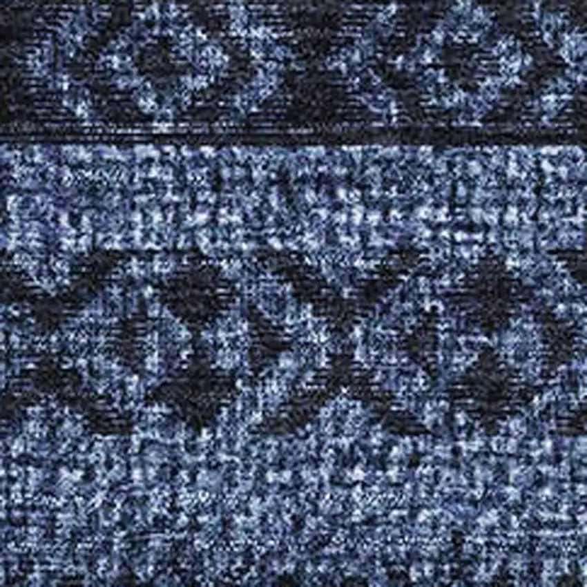 Navy Blue And Gray Southwestern Washable Area Rug With UV Protection Photo 3
