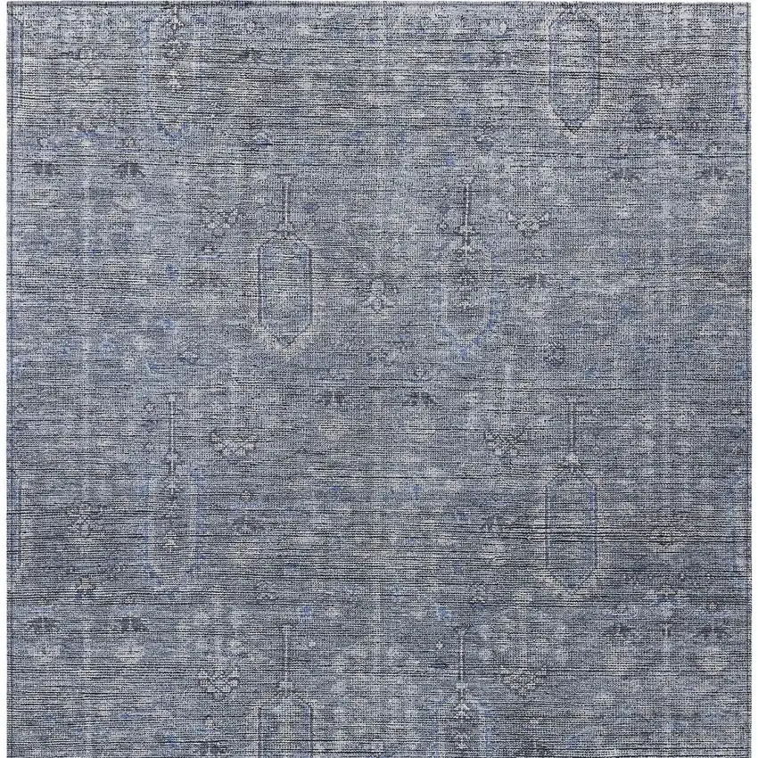 Navy Blue And Gray Southwestern Washable Indoor Outdoor Area Rug Photo 6
