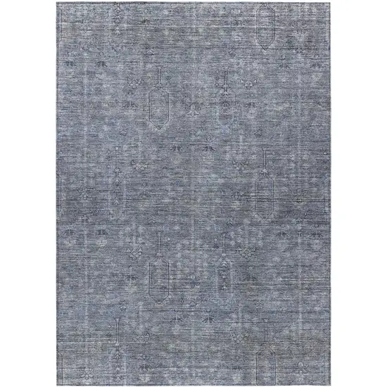 Navy Blue And Gray Southwestern Washable Indoor Outdoor Area Rug Photo 2