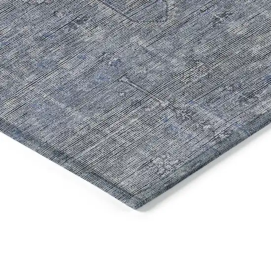 Navy Blue And Gray Southwestern Washable Indoor Outdoor Area Rug Photo 5