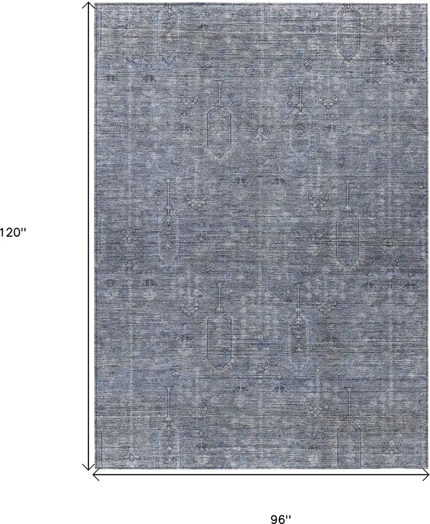 Navy Blue And Gray Southwestern Washable Indoor Outdoor Area Rug Photo 3
