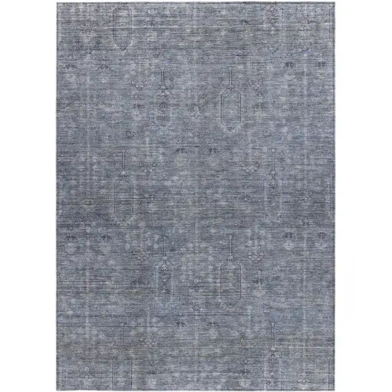 Navy Blue And Gray Southwestern Washable Indoor Outdoor Area Rug Photo 7